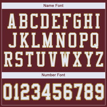 Load image into Gallery viewer, Custom Burgundy White-Old Gold Mesh Authentic Football Jersey