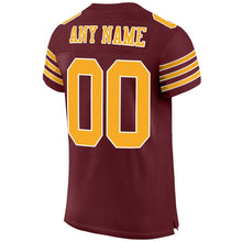 Load image into Gallery viewer, Custom Burgundy Gold-White Mesh Authentic Football Jersey