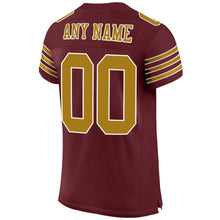 Load image into Gallery viewer, Custom Burgundy Old Gold-White Mesh Authentic Football Jersey