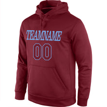 Charger l'image dans la galerie, Custom Stitched Burgundy Burgundy-Light Blue Sports Pullover Sweatshirt Hoodie
