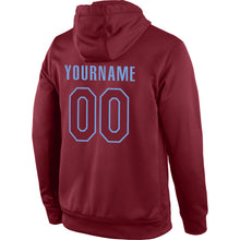 Charger l'image dans la galerie, Custom Stitched Burgundy Burgundy-Light Blue Sports Pullover Sweatshirt Hoodie