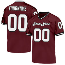 Laden Sie das Bild in den Galerie-Viewer, Custom Burgundy White-Black Mesh Authentic Throwback Football Jersey