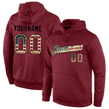 Charger l'image dans la galerie, Custom Stitched Burgundy Vintage USA Flag-Cream Sports Pullover Sweatshirt Hoodie