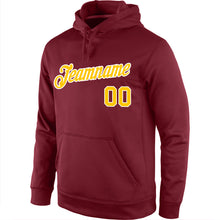 Загрузить изображение в средство просмотра галереи, Custom Stitched Burgundy Gold-White Sports Pullover Sweatshirt Hoodie
