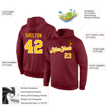 Загрузить изображение в средство просмотра галереи, Custom Stitched Burgundy Gold-White Sports Pullover Sweatshirt Hoodie