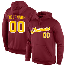 Загрузить изображение в средство просмотра галереи, Custom Stitched Burgundy Gold-White Sports Pullover Sweatshirt Hoodie