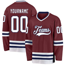 Загрузить изображение в средство просмотра галереи, Custom Burgundy White-Navy Hockey Jersey