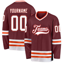 Загрузить изображение в средство просмотра галереи, Custom Burgundy White-Orange Hockey Jersey
