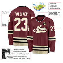 Загрузить изображение в средство просмотра галереи, Custom Burgundy Cream-Black Hockey Jersey
