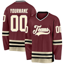 Загрузить изображение в средство просмотра галереи, Custom Burgundy Cream-Black Hockey Jersey