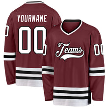 Загрузить изображение в средство просмотра галереи, Custom Burgundy White-Black Hockey Jersey