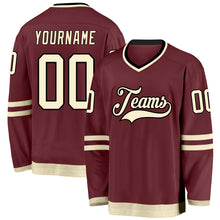 Загрузить изображение в средство просмотра галереи, Custom Burgundy Cream-Black Hockey Jersey