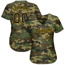Load image into Gallery viewer, Custom Camo Black-Gold Authentic Salute To Service Baseball Jersey