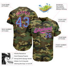 Load image into Gallery viewer, Custom Camo Light Blue-Pink Authentic Salute To Service Baseball Jersey