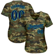 Загрузить изображение в средство просмотра галереи, Custom Camo Navy-Teal Authentic Salute To Service Baseball Jersey