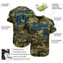 Загрузить изображение в средство просмотра галереи, Custom Camo Navy-Teal Authentic Salute To Service Baseball Jersey