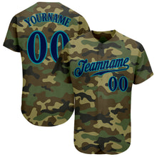 Загрузить изображение в средство просмотра галереи, Custom Camo Navy-Teal Authentic Salute To Service Baseball Jersey
