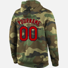 Загрузить изображение в средство просмотра галереи, Custom Stitched Camo Red-Navy Sports Pullover Sweatshirt Salute To Service Hoodie