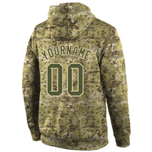Charger l'image dans la galerie, Custom Stitched Camo Olive-Cream Sports Pullover Sweatshirt Salute To Service Hoodie