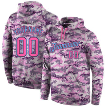Charger l'image dans la galerie, Custom Stitched Camo Pink-Light Blue Sports Pullover Sweatshirt Salute To Service Hoodie