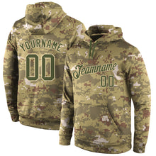 Charger l'image dans la galerie, Custom Stitched Camo Olive-Cream Sports Pullover Sweatshirt Salute To Service Hoodie