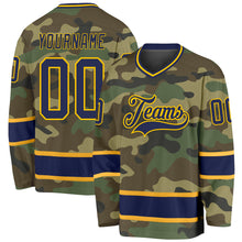 Laden Sie das Bild in den Galerie-Viewer, Custom Camo Navy-Gold Salute To Service Hockey Jersey