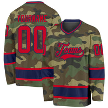 Charger l'image dans la galerie, Custom Camo Red-Navy Salute To Service Hockey Jersey