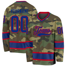 Laden Sie das Bild in den Galerie-Viewer, Custom Camo Royal-Red Salute To Service Hockey Jersey