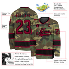 Laden Sie das Bild in den Galerie-Viewer, Custom Camo Maroon-Black Salute To Service Hockey Jersey