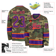Laden Sie das Bild in den Galerie-Viewer, Custom Camo Purple-Orange Salute To Service Hockey Jersey
