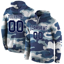 Laden Sie das Bild in den Galerie-Viewer, Custom Stitched Camo Navy-White Sports Pullover Sweatshirt Salute To Service Hoodie