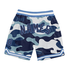 Загрузить изображение в средство просмотра галереи, Custom Camo Navy-Light Blue Authentic Salute To Service Basketball Shorts