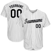 Charger l'image dans la galerie, Custom White Black Pinstripe Black-Gray Baseball Jersey