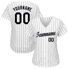 Charger l'image dans la galerie, Custom White Black Pinstripe Black-Gray Baseball Jersey