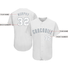 Load image into Gallery viewer, Custom White Gray Baseball Jersey
