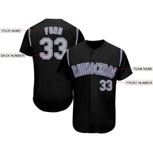 Load image into Gallery viewer, Custom Black Gray-Purple Baseball Jersey