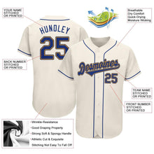 Load image into Gallery viewer, Custom Cream Royal-Gold Authentic Baseball Jersey