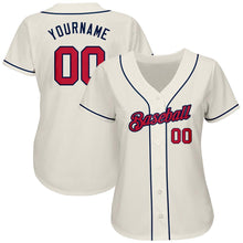 Загрузить изображение в средство просмотра галереи, Custom Cream Red-Navy Authentic Baseball Jersey