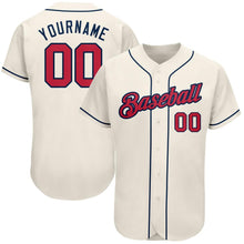 Загрузить изображение в средство просмотра галереи, Custom Cream Red-Navy Authentic Baseball Jersey