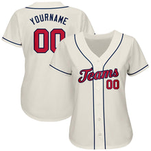 Charger l'image dans la galerie, Custom Cream Red-Navy Authentic Baseball Jersey