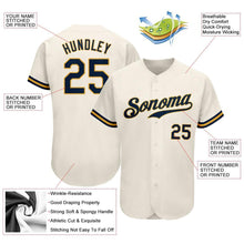 Laden Sie das Bild in den Galerie-Viewer, Custom Cream Navy-Gold Authentic Baseball Jersey