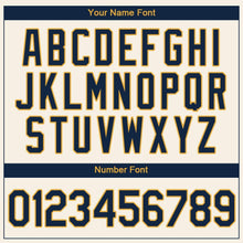 Laden Sie das Bild in den Galerie-Viewer, Custom Cream Navy-Gold Authentic Baseball Jersey