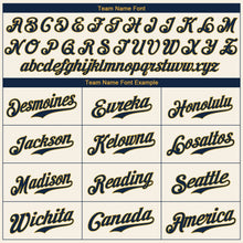 Laden Sie das Bild in den Galerie-Viewer, Custom Cream Navy-Gold Authentic Baseball Jersey