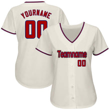 Laden Sie das Bild in den Galerie-Viewer, Custom Cream Red-Royal Authentic Baseball Jersey
