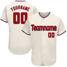 Laden Sie das Bild in den Galerie-Viewer, Custom Cream Red-Royal Authentic Baseball Jersey