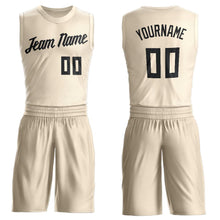Load image into Gallery viewer, Custom Cream Black Round Neck Suit Basketball Jersey
