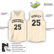 Load image into Gallery viewer, Custom Cream Black V-Neck Basketball Jersey