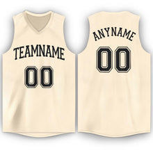 Load image into Gallery viewer, Custom Cream Black V-Neck Basketball Jersey