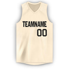 Load image into Gallery viewer, Custom Cream Black V-Neck Basketball Jersey