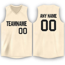 Load image into Gallery viewer, Custom Cream Black V-Neck Basketball Jersey